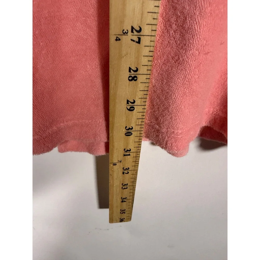 OAS Mens Terry Cloth Polo Shirt XL Coral Pink Short Sleeve Beach Swim Top